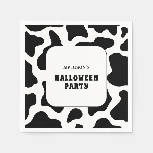 Koe Print Zwart-wit Halloween Party Servet (Voorkant)