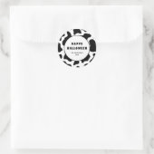 Koe Print Zwart & Wit Happy Halloween Ronde Sticker (Tas)