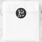 Koe Print Zwart-wit Initiaal Letter B Ronde Sticker (Tas)