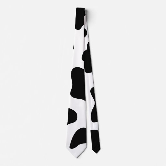 Koe Print Zwart & Wit Leuk Halloween Stropdas (Voorkant)