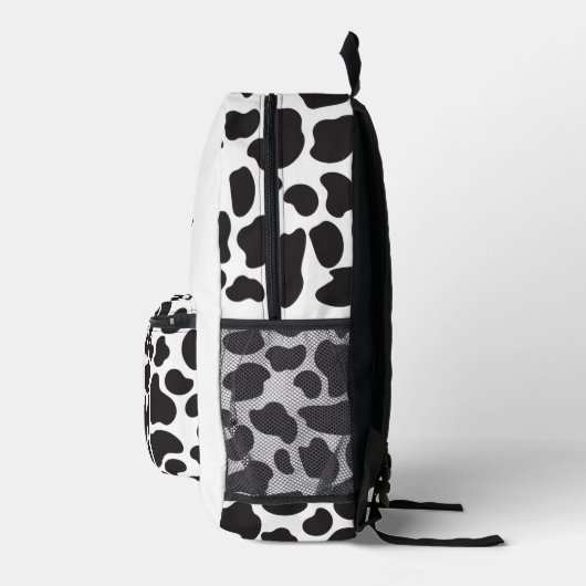 Koe Print Zwart-wit Vlekken met Naam Bedrukte Rugzak (Rechts)