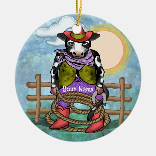 Koe Puncher Keramisch Ornament (Voorkant)