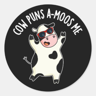 Koe Puns Amoos Me Funny Koe Pun Dark BG Ronde Sticker