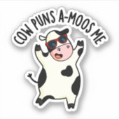 Koe Puns Amoos Me Funny Koe Pun Sticker (Voorkant)