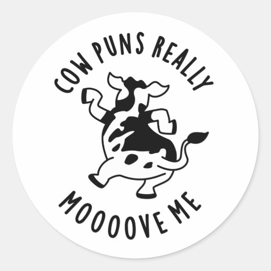 Koe Puns geeft me echt een grappigheidje Ronde Sticker (Voorkant)