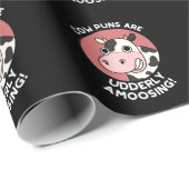 Koe Puns Udderly Amoosing Funny Animal Pun Dark BG Cadeaupapier (Rol Hoek)