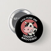 Koe Puns Udderly Amowel Animal Pun Dark BG Ronde Button 5,7 Cm (Voorkant /achterkant)