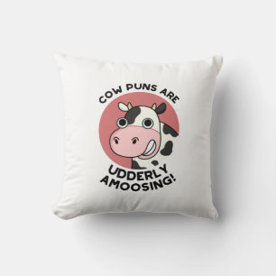 Koe Puns Udderly Amowel Funny Animal Pun Kussen