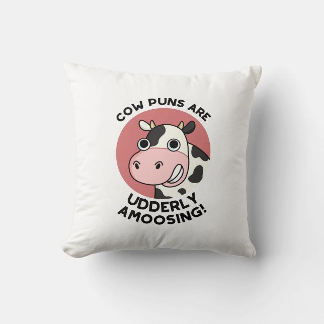 Koe Puns Udderly Amowel Funny Animal Pun Kussen (Voorkant)
