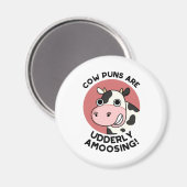 Koe Puns Udderly Amowel Funny Animal Pun Magneet (Voorkant / Achterkant)