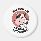 Koe Puns Udderly Amowel Funny Animal Pun Magneet (Voorkant)