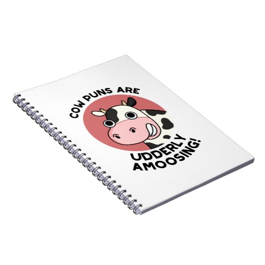 Koe Puns Udderly Amowel Funny Animal Pun Notitieboek (Rechterzijde)