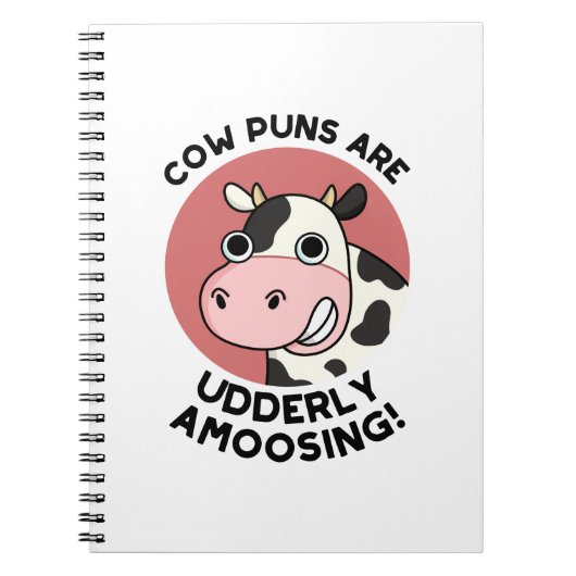 Koe Puns Udderly Amowel Funny Animal Pun Notitieboek (Voorkant)