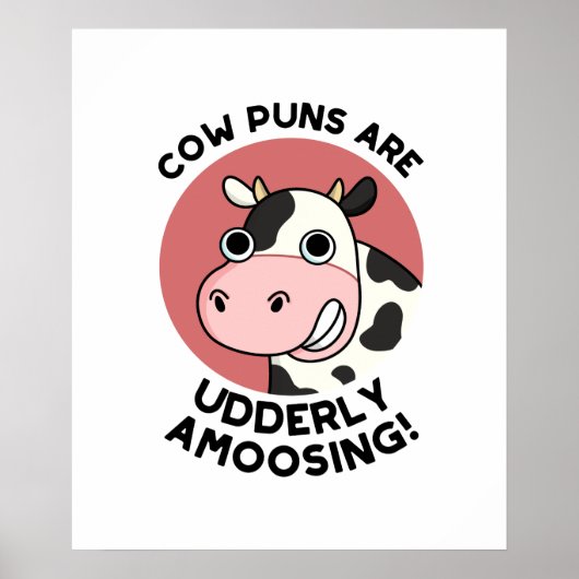 Koe Puns Udderly Amowel Funny Animal Pun Poster (Voorkant)