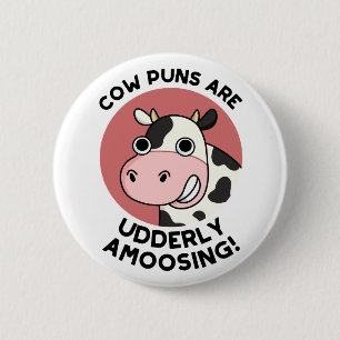 Koe Puns Udderly Amowel Funny Animal Pun Ronde Button 5,7 Cm