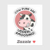 Koe Puns Udderly Amowel Funny Animal Pun Sticker (Vel)