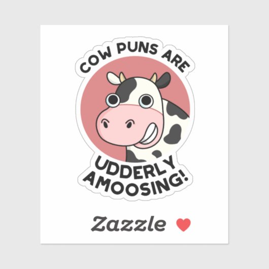 Koe Puns Udderly Amowel Funny Animal Pun Sticker (Vel)