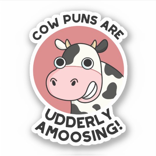 Koe Puns Udderly Amowel Funny Animal Pun Sticker (Voorkant)