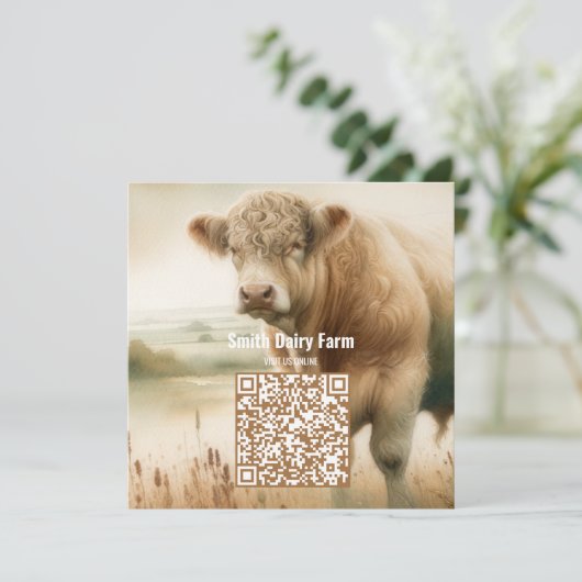 Koe QR Code 2026 Kalender Visitekaartje Kaart (Staand voorkant)