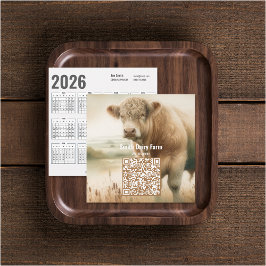 Koe QR Code 2026 Kalender Visitekaartjes
