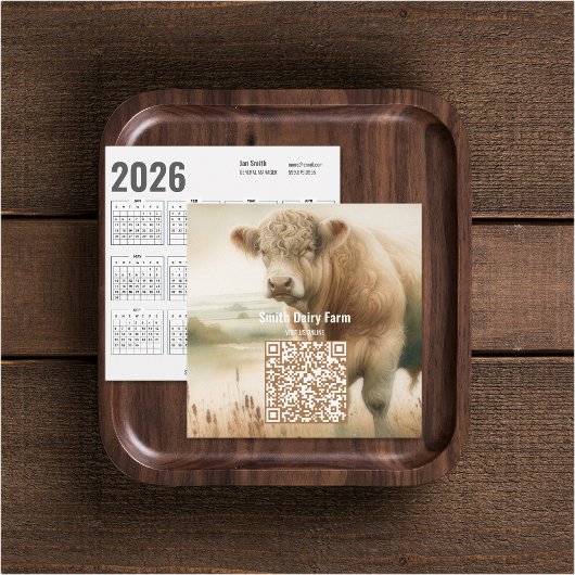 Koe QR Code 2026 Kalender Visitekaartjes