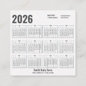 Koe QR Code 2026 Kalender Visitekaartjes (Achterkant)