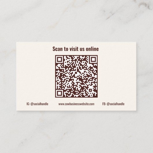 Koe QR-code Visitekaartjes (Achterkant)