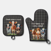 Koe Quotes op Black Plaid Ovenwant & Pannenlap Set (Voorkant)