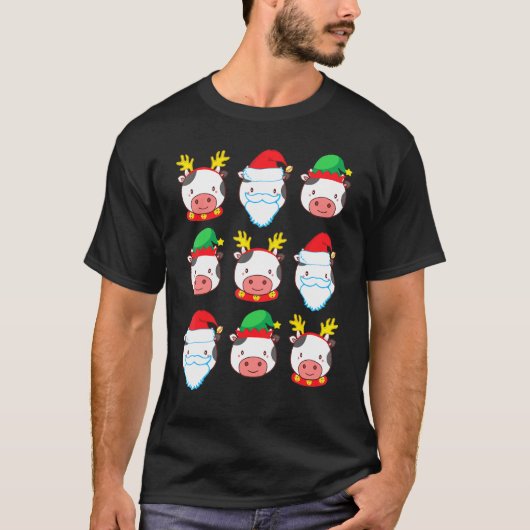 Koe Rendier Elf Sinterklaas Kostuum Vrolijk Kerstf T-shirt (Voorkant)