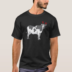 Koe Rendier Geweien Koe Zuivelboerderij Kerstmis T-shirt