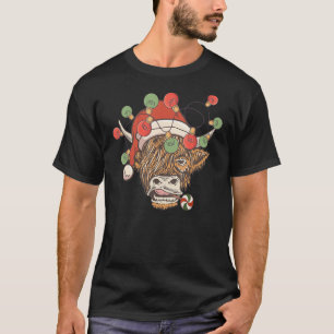 Koe Rendier Hoed Kerstman Kerstlichten Koe Kerstmi T-shirt