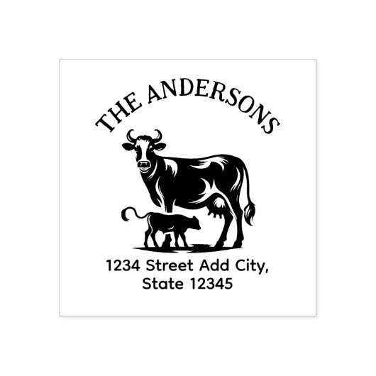 Koe retouradresstempel rubberstempel (Afrduk)