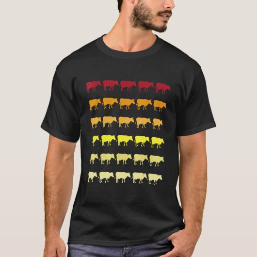 Koe Retro Dierenpatroon T-shirt (Voorkant)