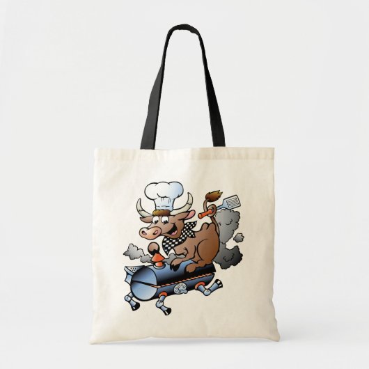 Koe Riding A BBQ Canvas tas (Voorkant)