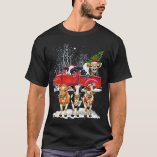 Koe Riding Red Truck Merry Kerstmis Boerderij houd T-shirt