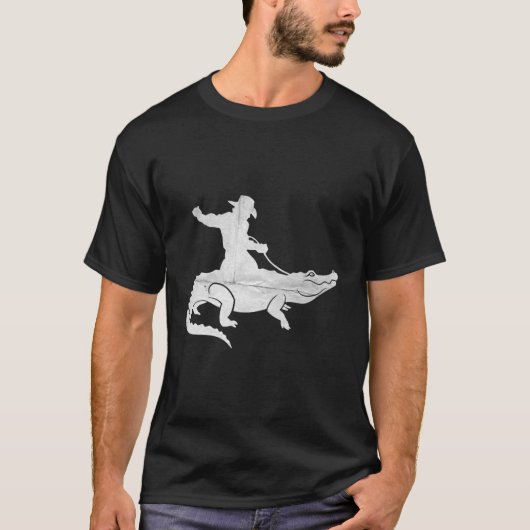 Koe rijden een alligator verontrust t-shirt (Voorkant)