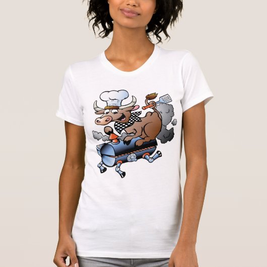 Koe Rijden Een BBQ Vrouwen T-shirt (Voorkant)