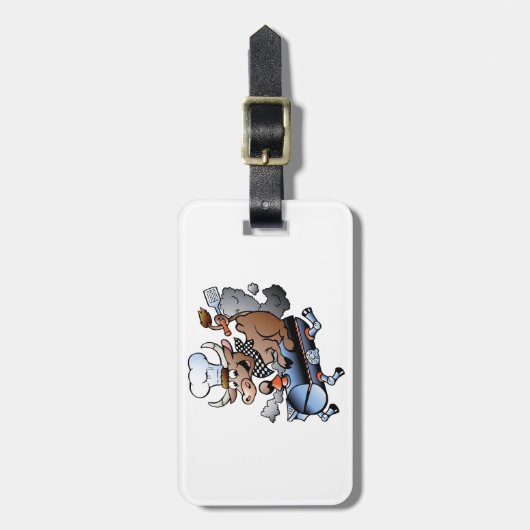 Koe Rijdt op BBQ Bagage Labels (Voorkant verticaal)