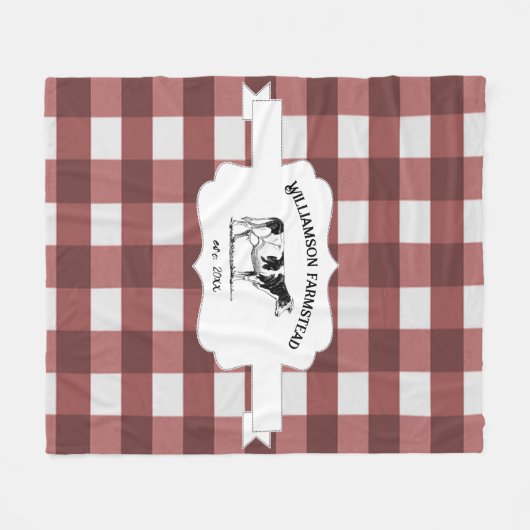 Koe rode buffel Boerderij  Fleece Deken (Voorkant (Horizontaal))