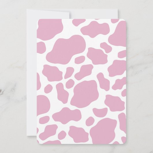 Koe Roze 1e verjaardag Uitnodiging (Achterkant)