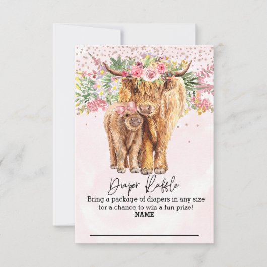 Koe Roze Baby shower Diapelhandel Kaart (Voorkant)