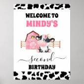 Koe Roze Barn Afdrukken 2e verjaardag Poster (Voorkant)