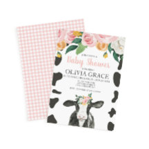 Koe Roze Bloem en Gingham Baby Shower