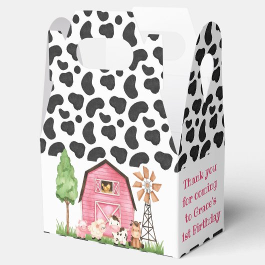 Koe/Roze Boerderij Barnyard Birthday Party Favor B Bedankdoosjes (Geopend)