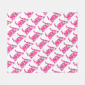 Koe Roze en Witte Silhouet Fleece Deken (Voorkant (Horizontaal))