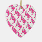 Koe Roze en Witte Silhouette Keramisch Ornament (Rechts)