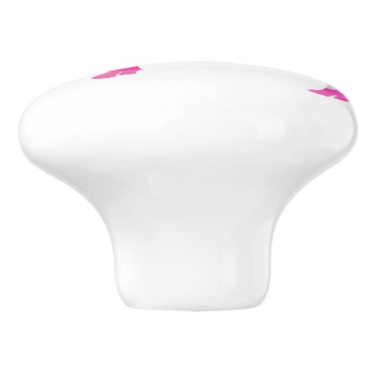 Koe Roze en Witte Silhouette Keramische Knop (Zijkant)