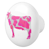 Koe Roze en Witte Silhouette Keramische Knop (Rechts)