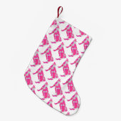 Koe Roze en Witte Silhouette Kleine Kerstsok (Voorkant (Hangend))