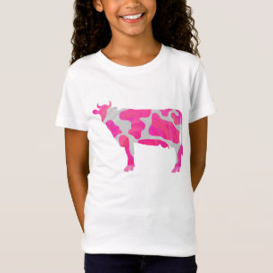 Koe Roze en Witte Silhouette T-shirt